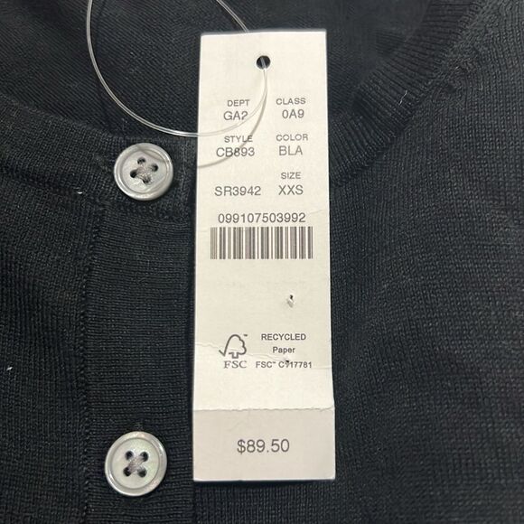 J. Crew cb893 Crewneck cardigan sweater in premium ultrafine cotton  black NWT s - Picture 3 of 7